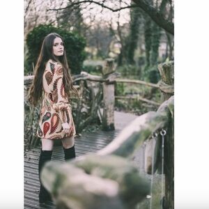 Trafaluc Designer ZARA Floral paisley Long Printed Shirt Dress Med Fall Morocco